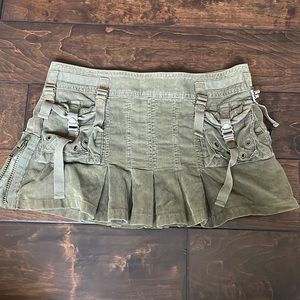 Army Green Y2K Mini Skirt